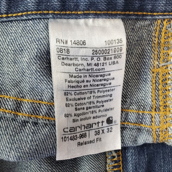 Carhartt Mens Relaxed Fit Holter Jeans 38 X 31.5 Denim Western Workwear Cowboy - Picture 7 of 11